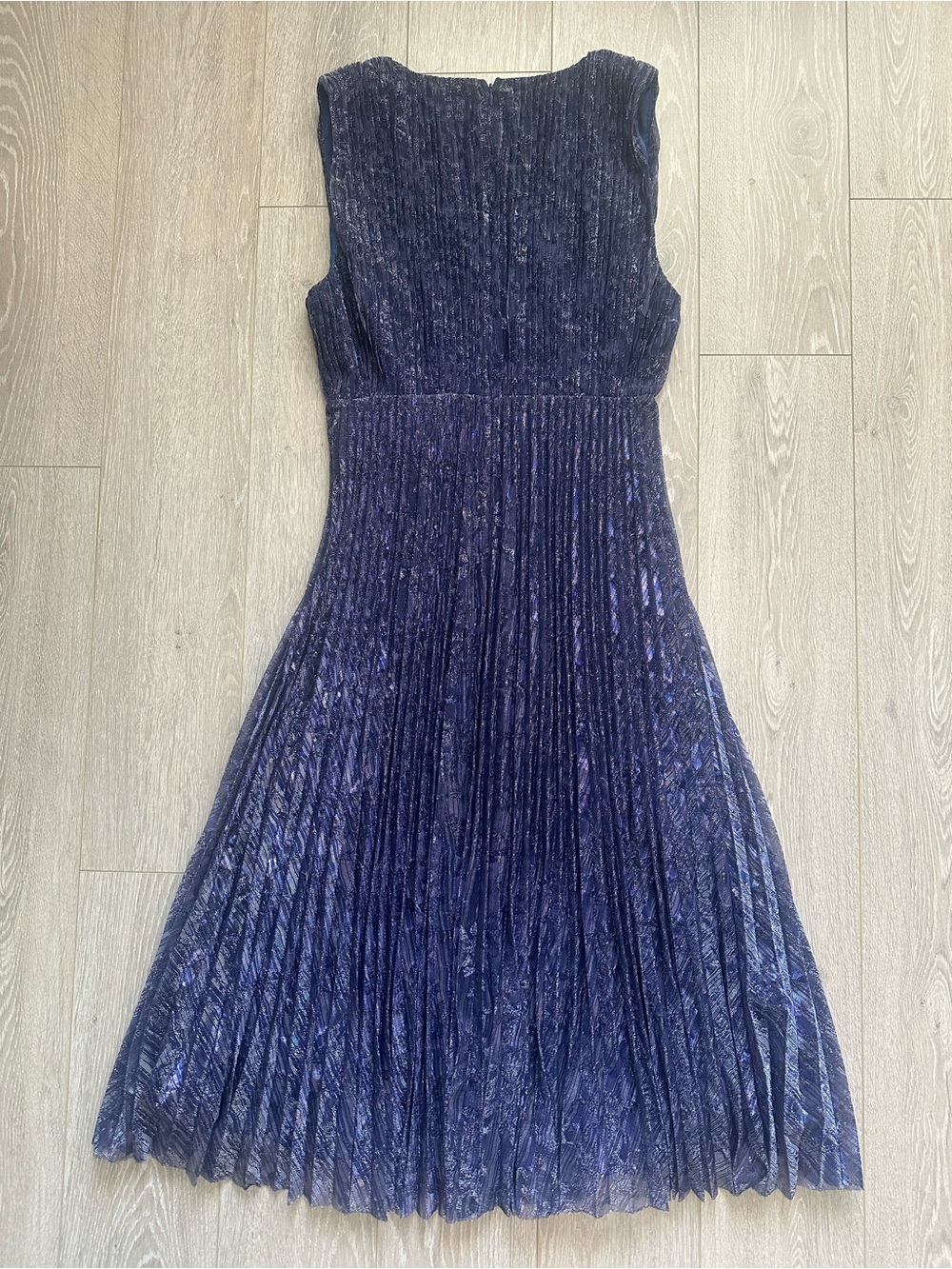 Johnny Was Jade Clario Pleated Midi Dress Sleeveless V-neck Blue Sz 14 NWT New - Picture 4 of 12
